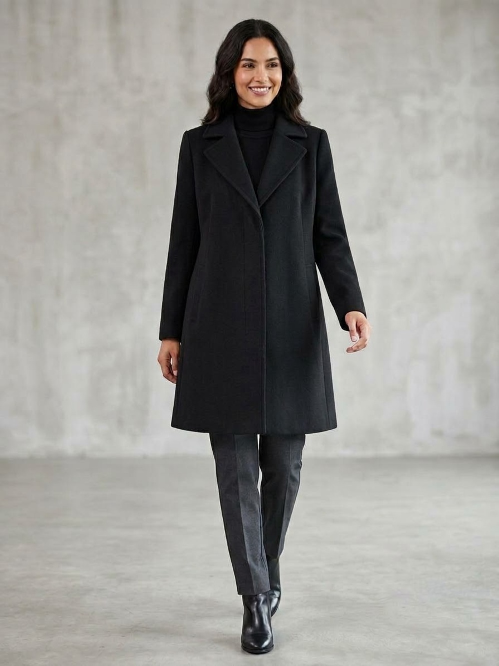 Winter WoolCashmere Blend Single Breasted Peacoat